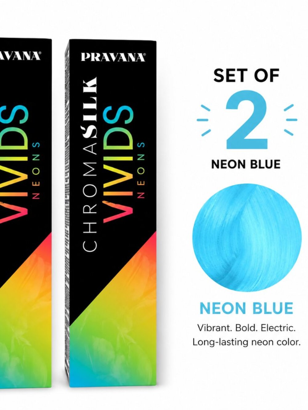 Pravana ChromaSilk Vivids Neons Neon Blue Hair Color Set of 2 | Semi-Permanent